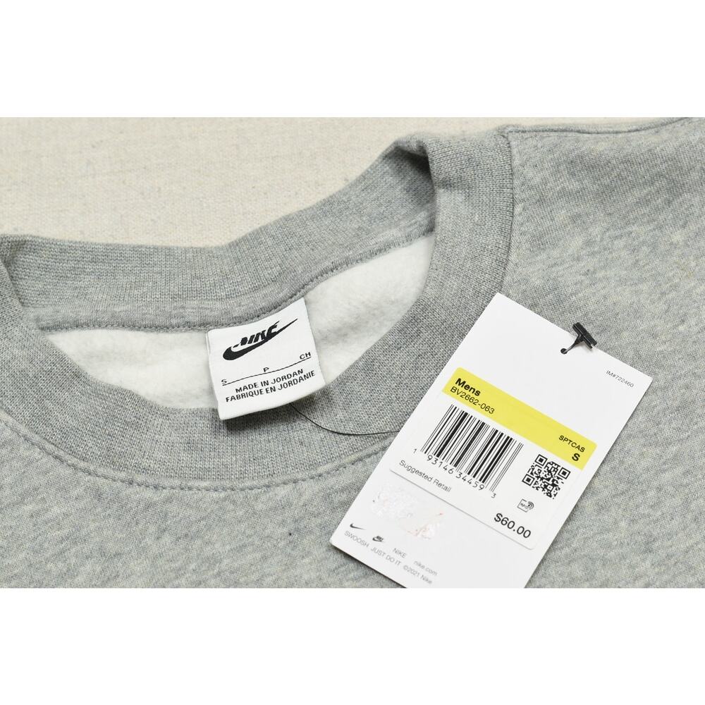 Nike Sportswear Club Fleece Grey Heather Crewneck Sweatshirt BV2662-063 Mens S - Picture 3 of 8